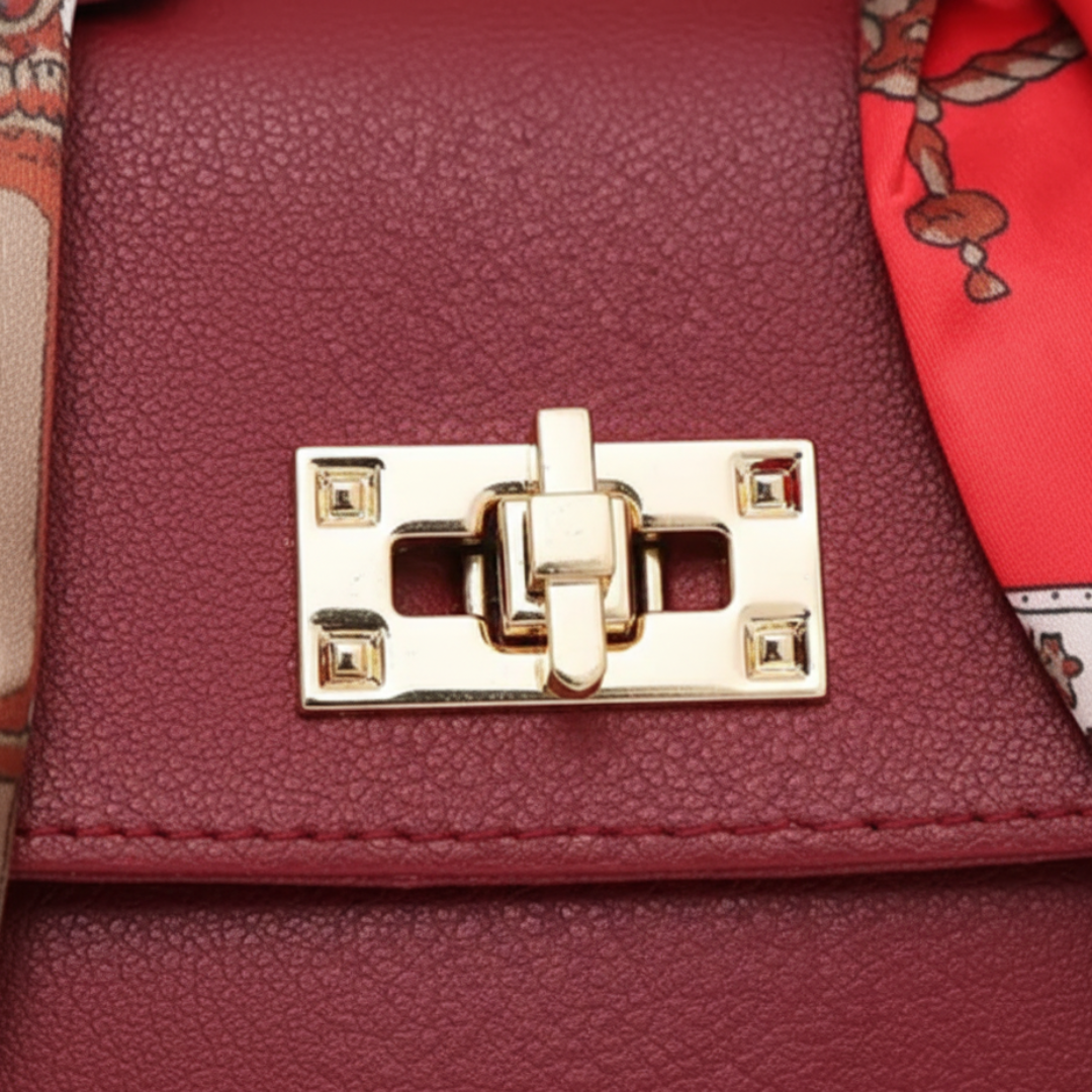 Women's Bag Faux Leather with Handle and Decorative Chain