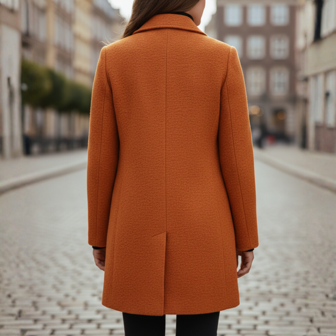 Damenmantel mit schwarzen Knöpfen