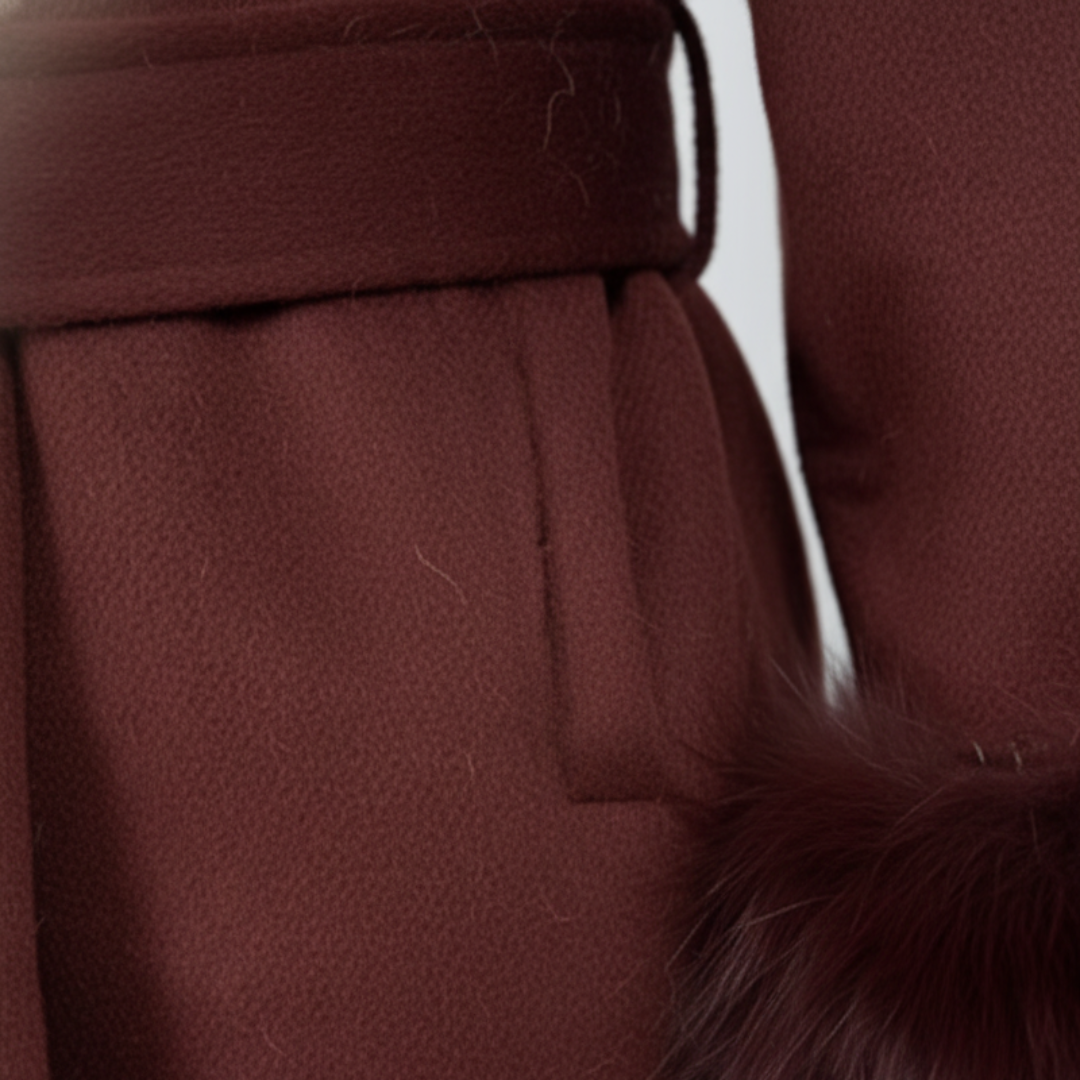 Cappotto Donna con Pelliccia Sintetica e Cintura