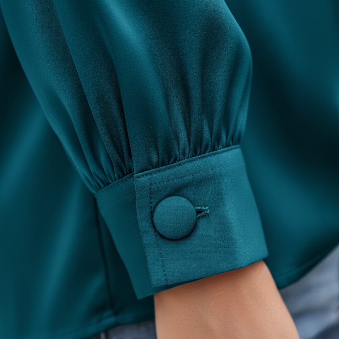 Blusa Satinata Donna Maniche Lunghe V Collo Materiale Setoso