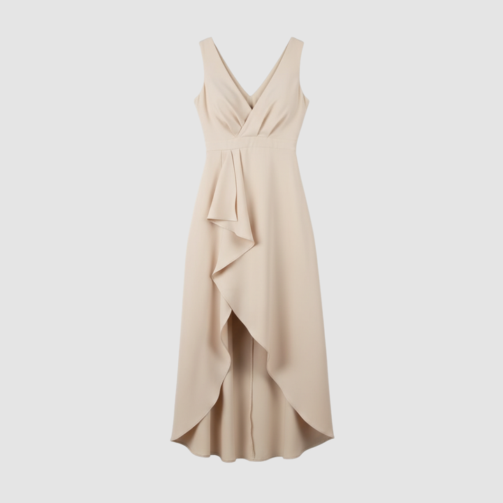 Abito Donna Beige con Cascata