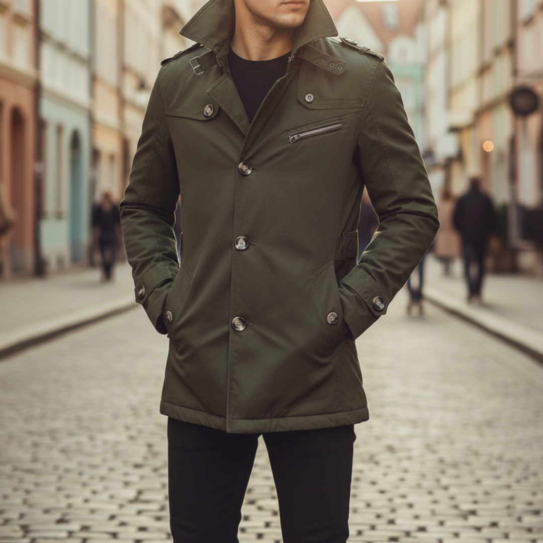 Trench Uomo con Bottoni Impermeabile