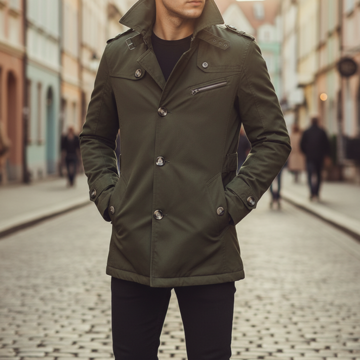 Trench Uomo con Bottoni Impermeabile