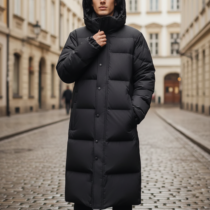 Piumino uomo in materiale sintetico nero