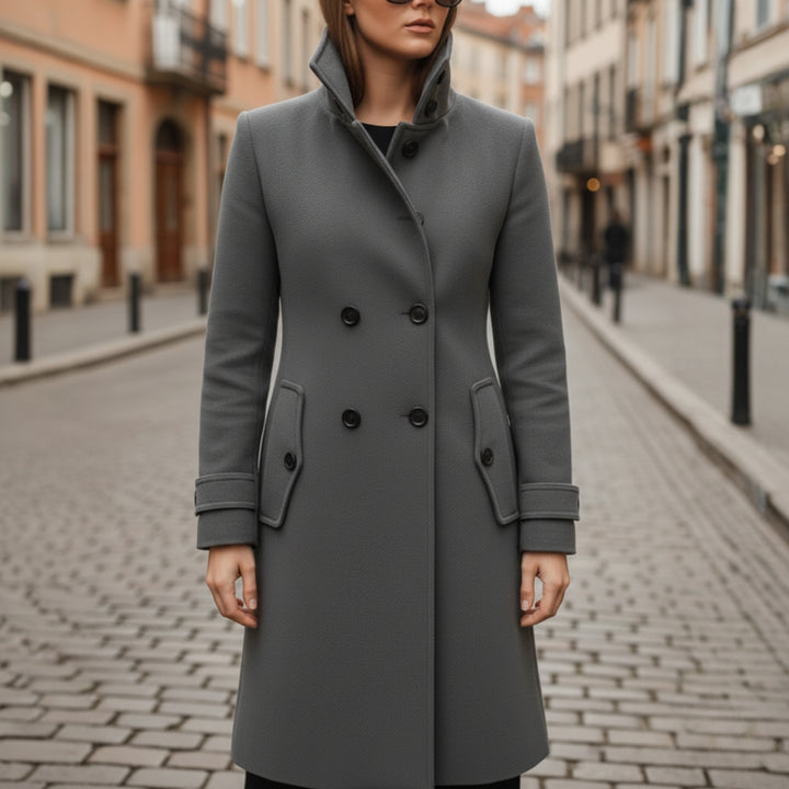 Cappotto da donna lungo in lana stile trench