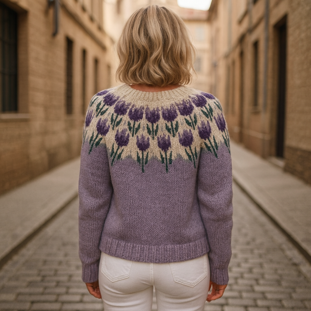 Cardigan Donna Viola Jacquard Floreale