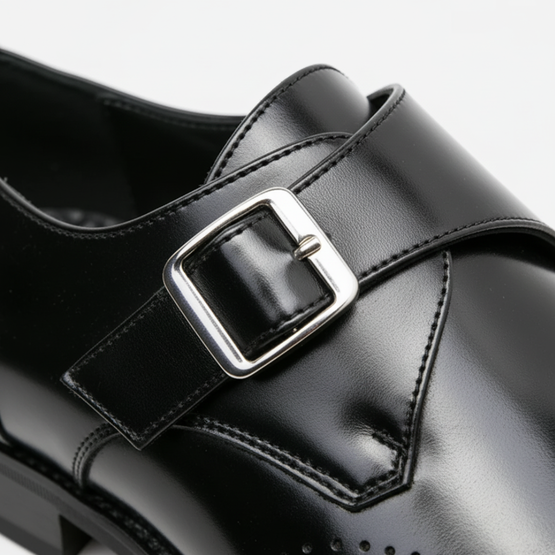 Herrenschuhe Monk Leder Brogue Elegant