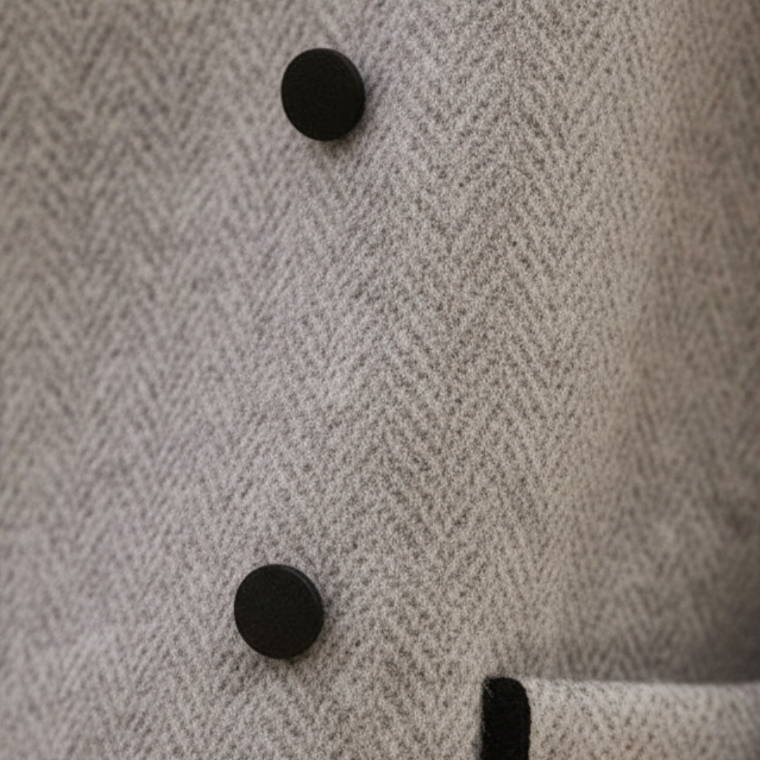 Cappotto Donna Invernale Tweed Lana Doppio Petto Grigio