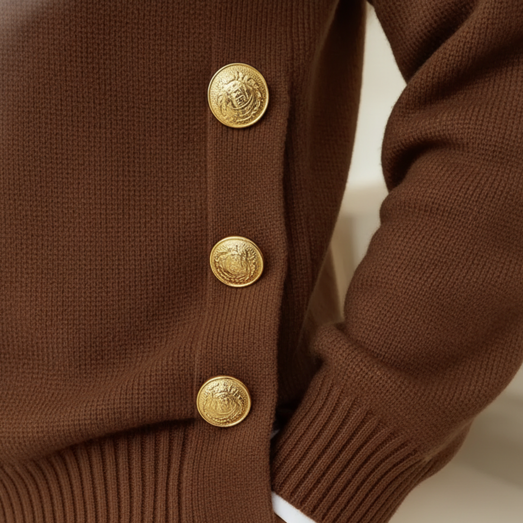 Maglione Donna con Bottoni Oro Girocollo