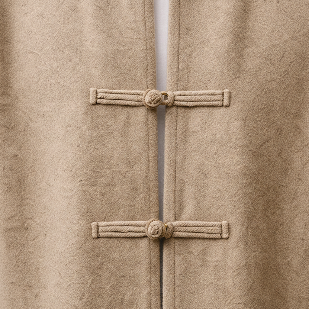 Cardigan Uomo Stile Cinese con Bottoni Rana in Materiale di Qualità