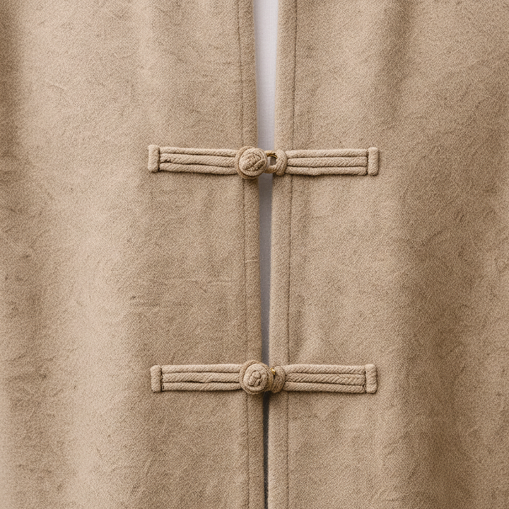 Cardigan Uomo Stile Cinese con Bottoni Rana in Materiale di Qualità