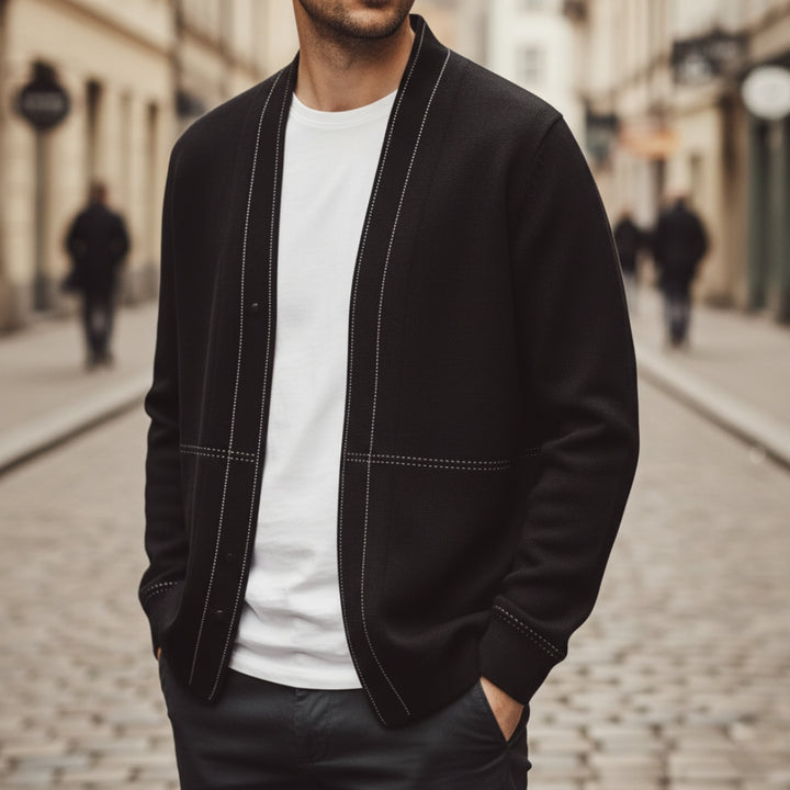 Cardigan Uomo Elegante Senza Colletto
