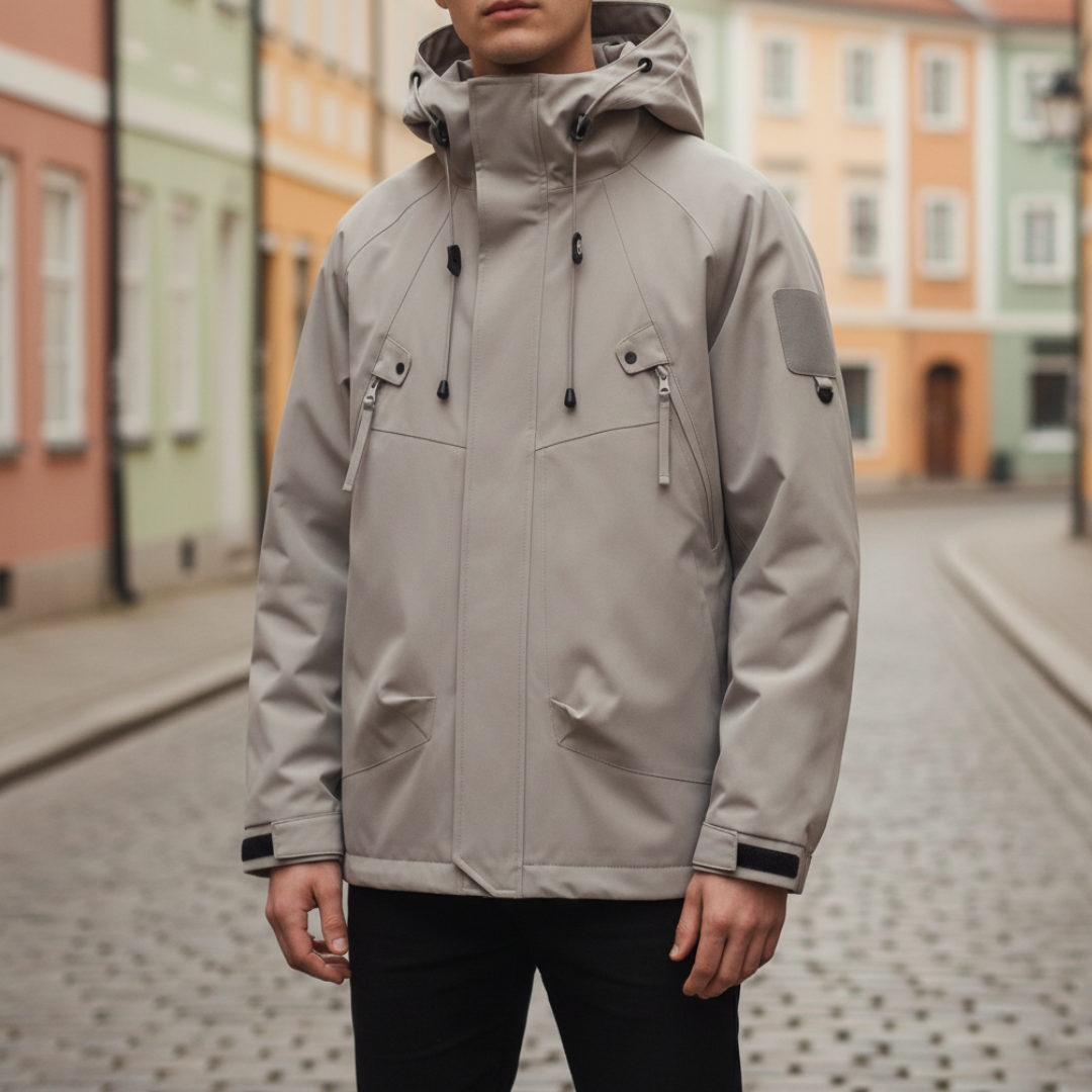 Parka Uomo Tecnico con Cappuccio Impermeabile