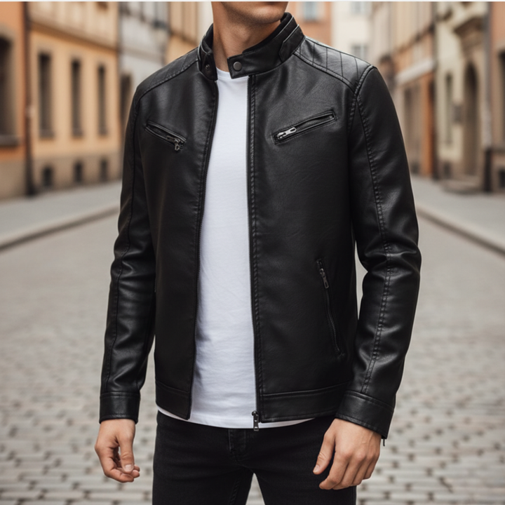 Giacca Uomo in Ecopelle Stile Biker Moto
