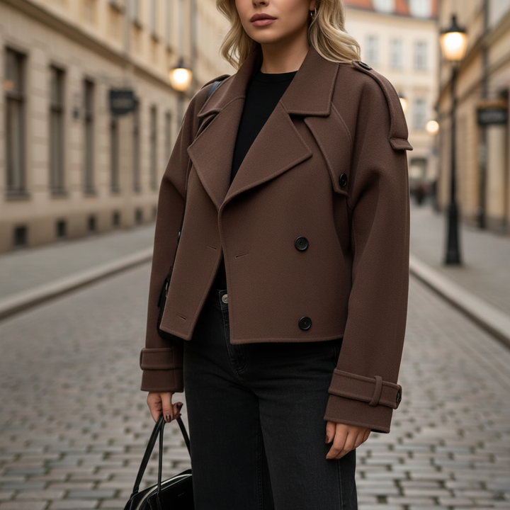 Giacca Donna Marrone Doppiopetto