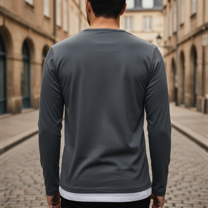 Felpa Uomo Manica Lunga con Collo a V in Materiale di Alta Qualità