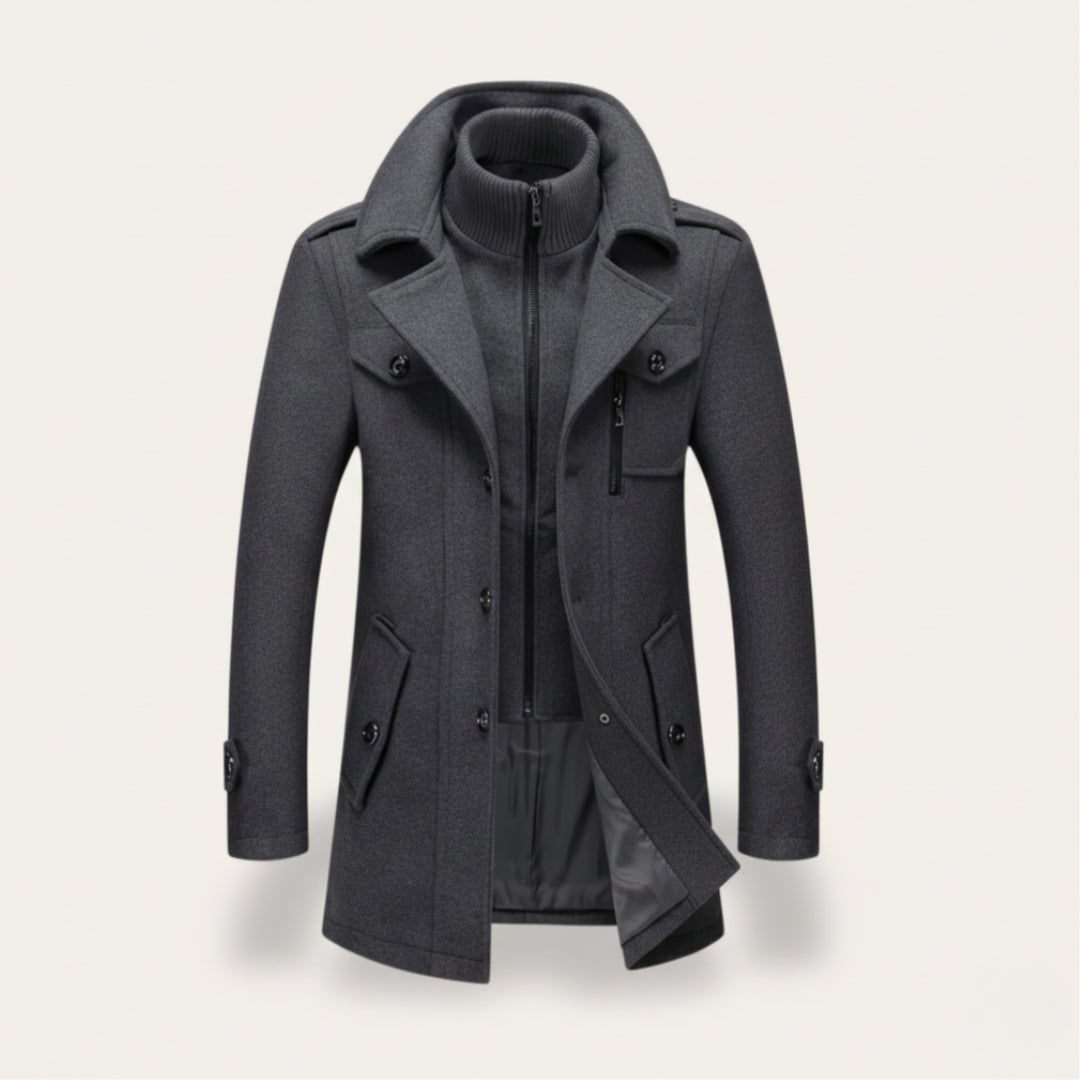 Men's Winter Wool Coat with Bib