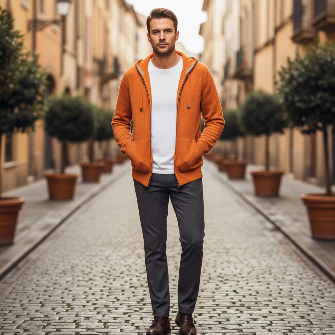 Pullover Uomo Girocollo Trama Melange