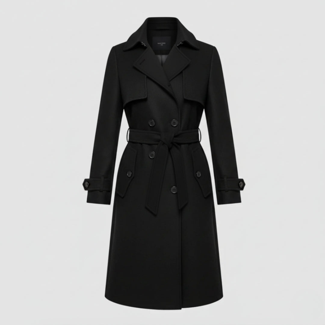 Cappotto da donna lungo in lana stile trench