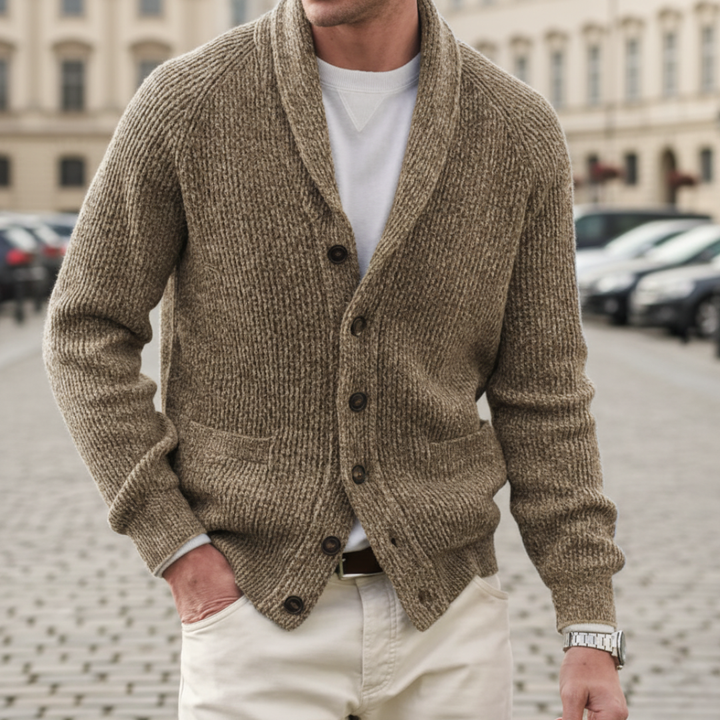 Cardigan Uomo Maglia Spessa Collo Scialle Invernale