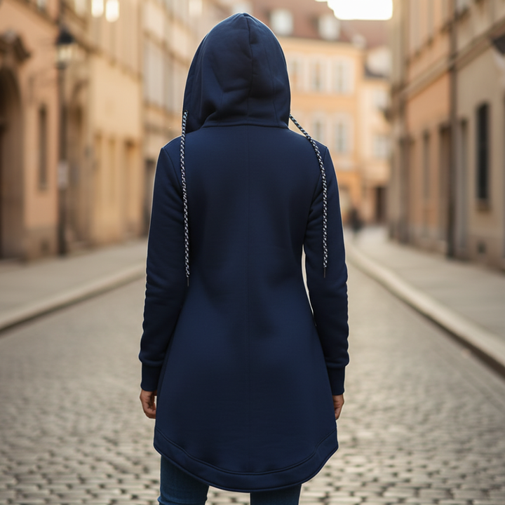 Felpa Lunga Donna Materiale Alta Qualità Cappuccio Asimmetrica Casual