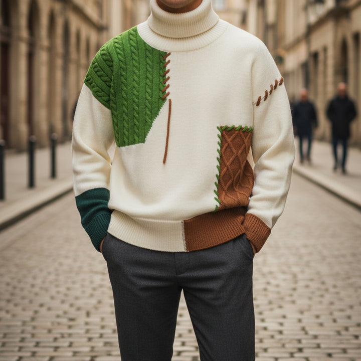 Camicia di lana uomo patchwork