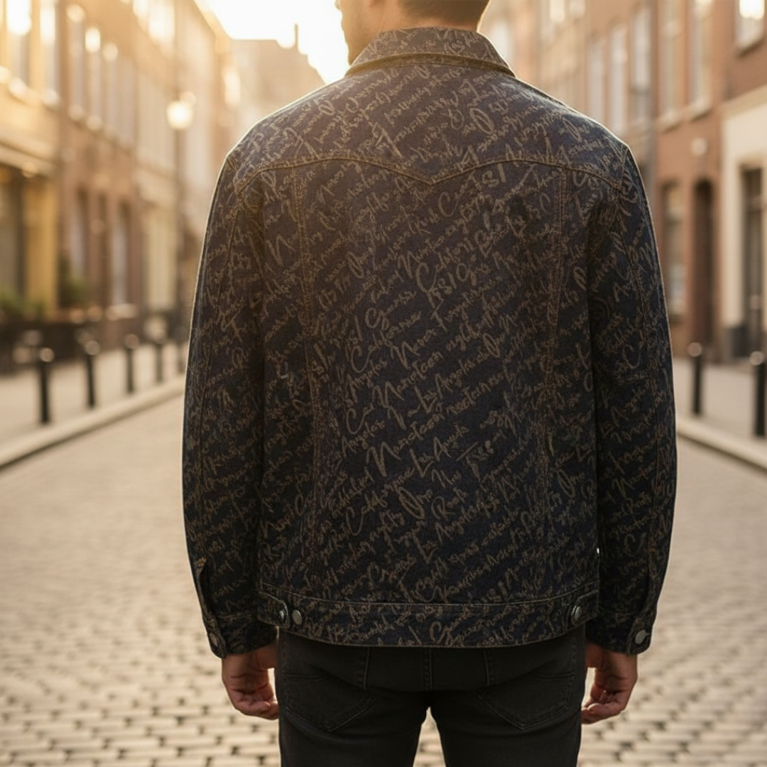 Giacca Uomo Scritta Denim