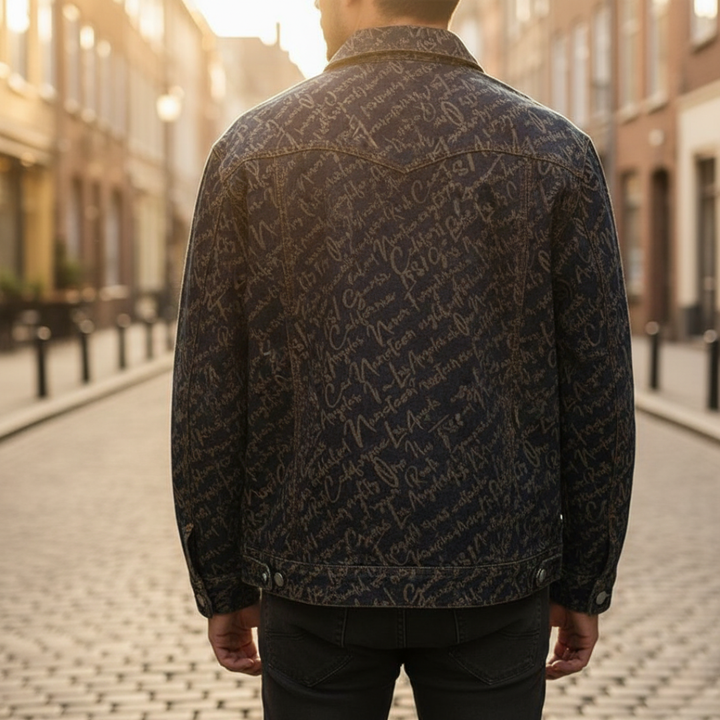 Giacca Uomo Scritta Denim