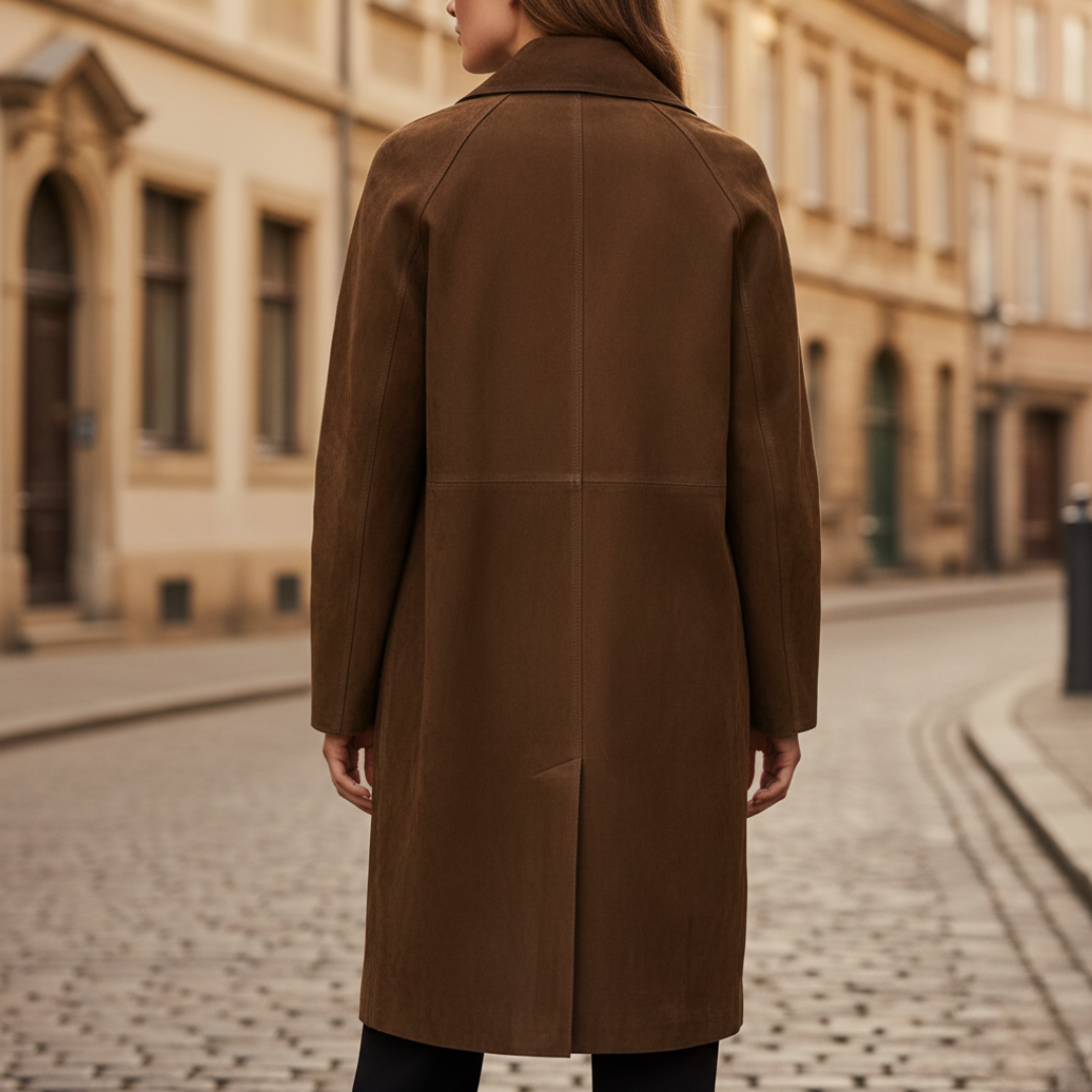 Cappotto Lungo Donna Marrone Elegante