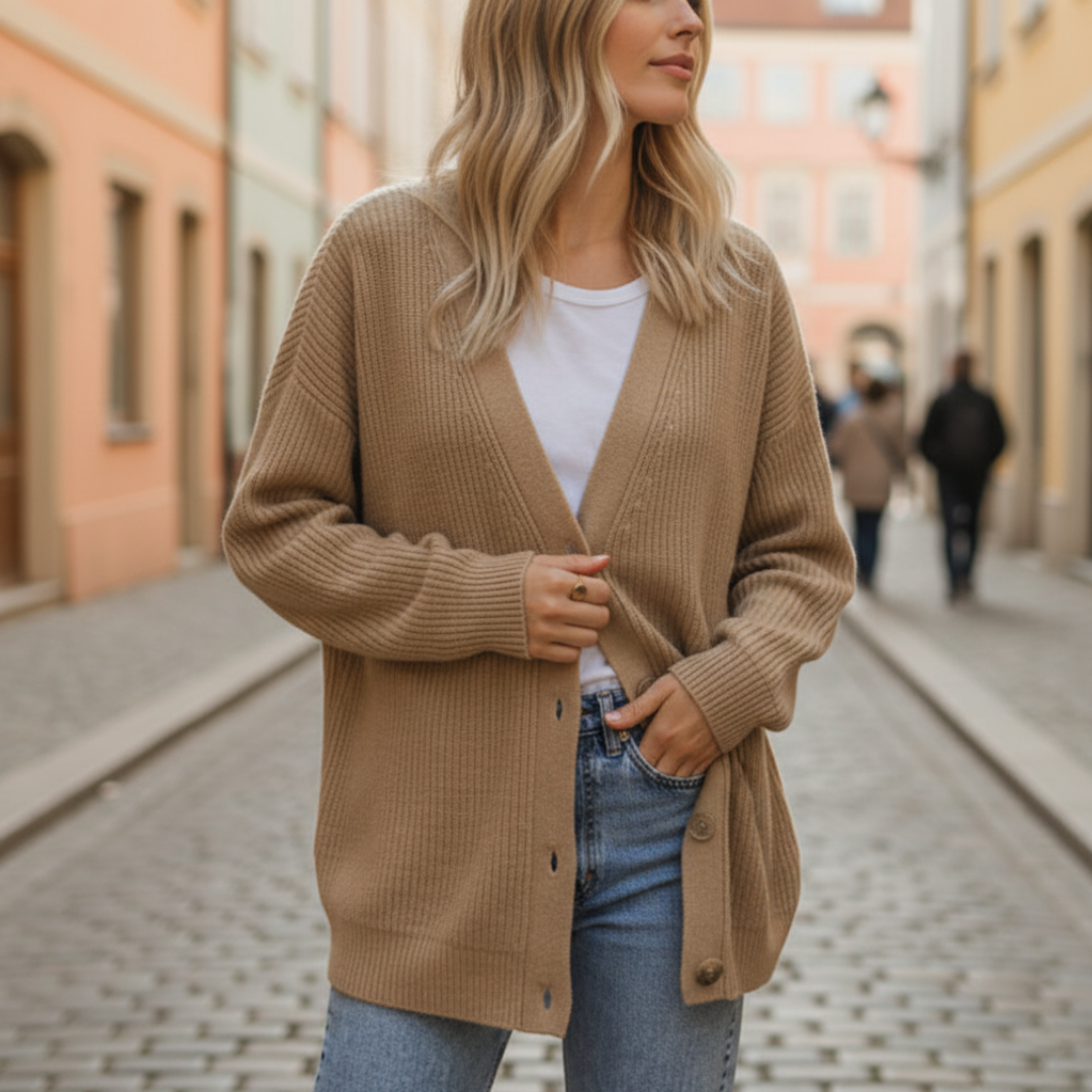 Cardigan Donna con Bottoni Oversize Comodo