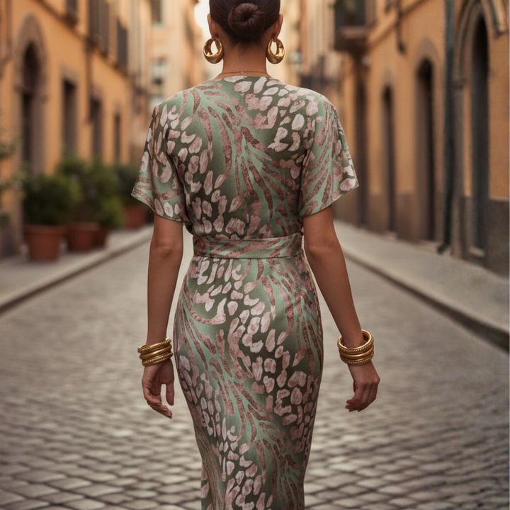 Abito Donna Verde Fantasia Maculata