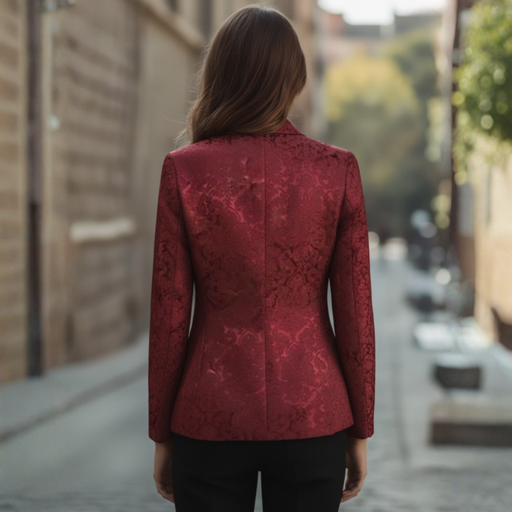 Women's Red Blazer in Elegant Fabric with Buttons