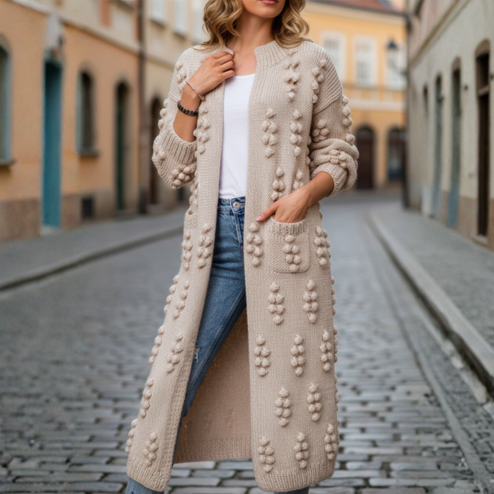 Cardigan Donna Lungo Maglia Spessa Bohémien