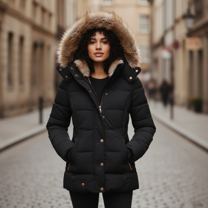 Damenjacke mit Kapuze und Wattierung