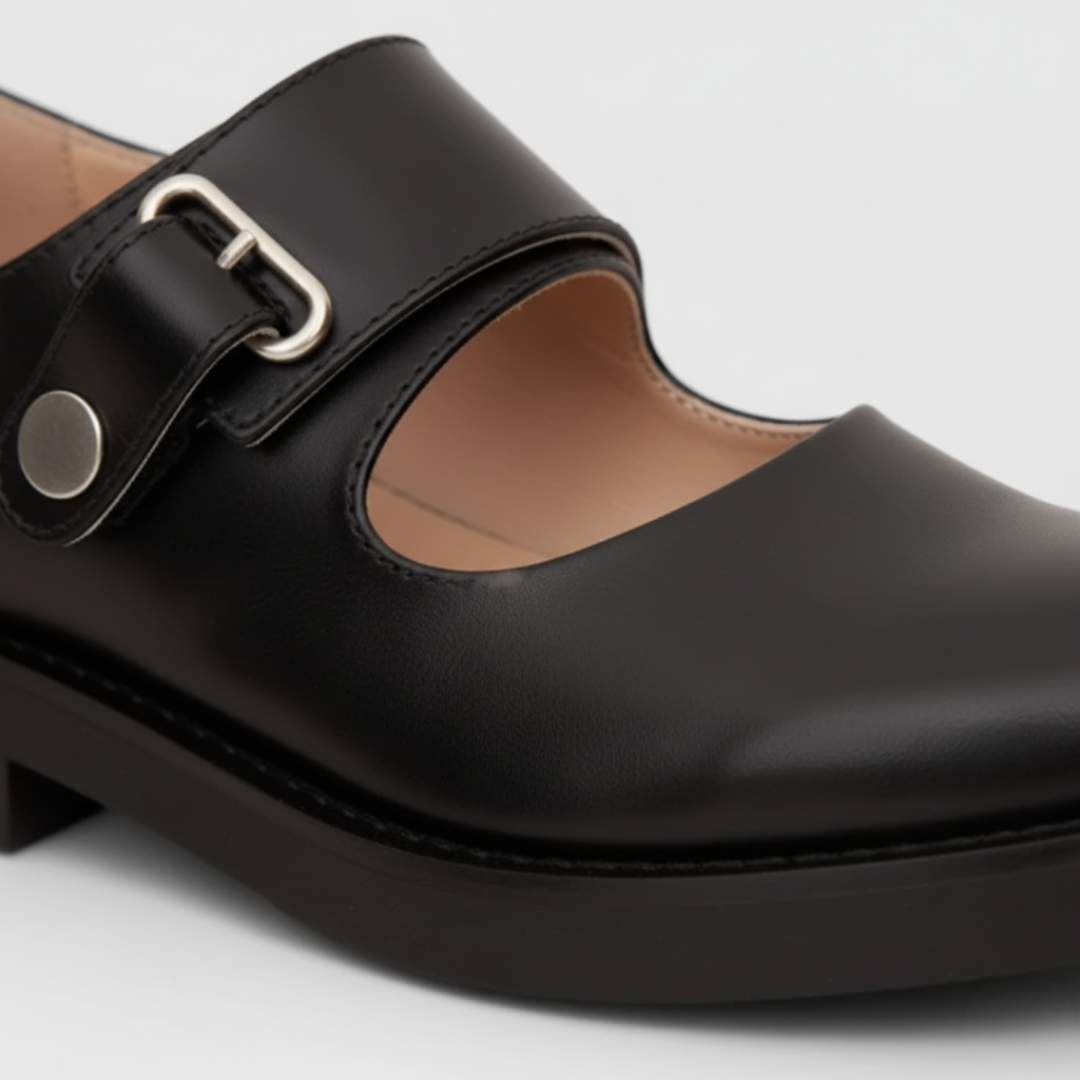 Scarpe Donna Mary Jane Ecopelle Nera Platform