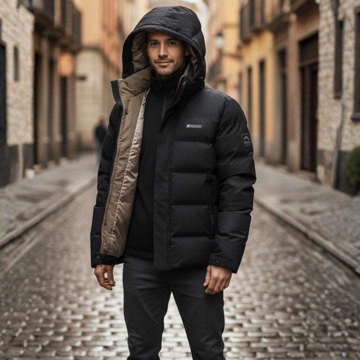 Men's Winter Waterproof Down Jacket with Hood