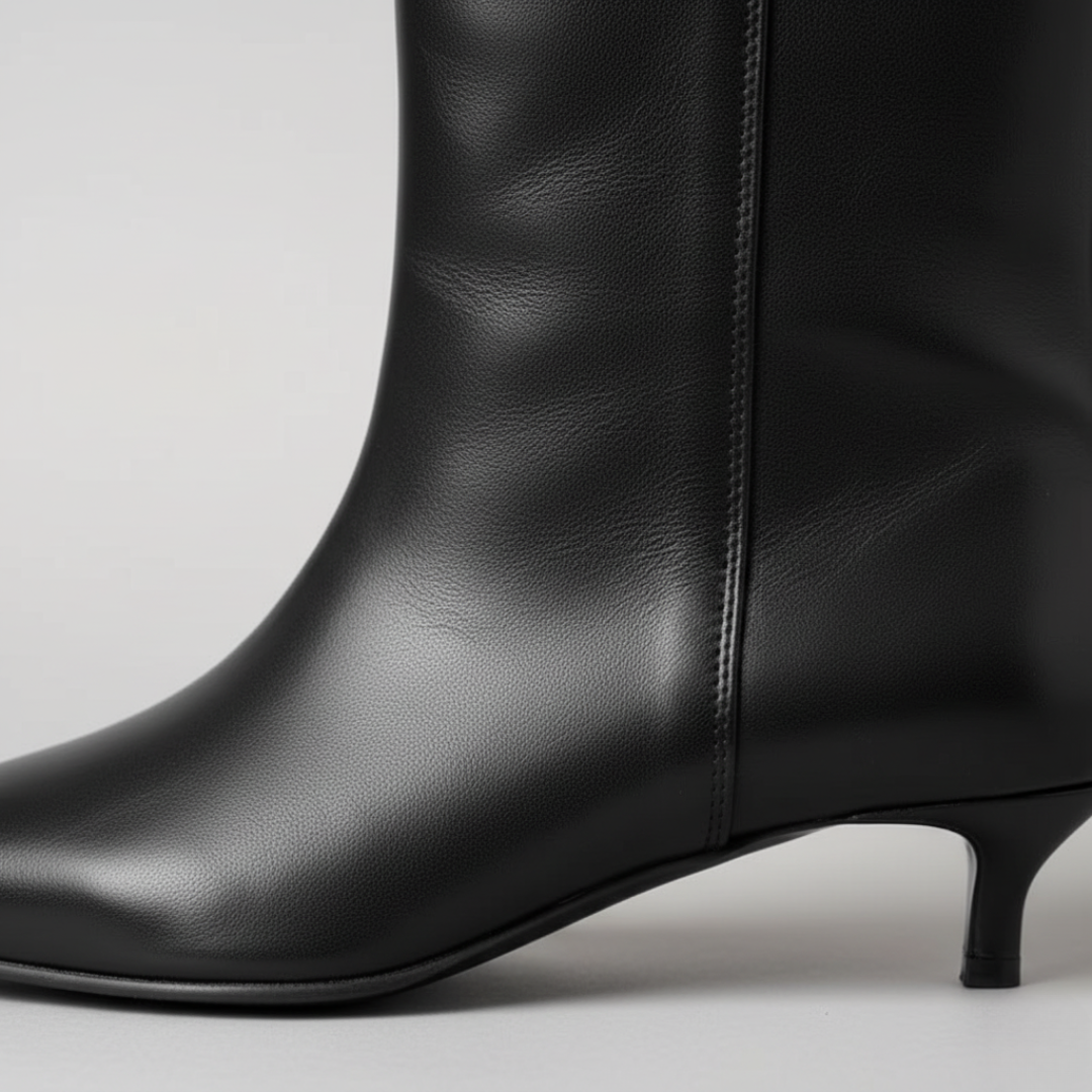 Stivaletti Donna Pelle Ecologica Neri Tacco Basso
