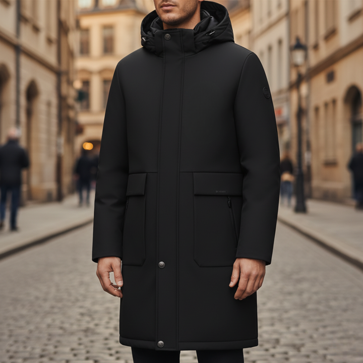 Parka Uomo Lungo Invernale con Cappuccio Antivento