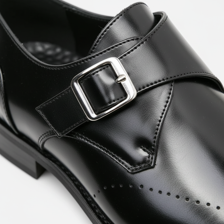 Herrenschuhe Monk Leder Brogue Elegant