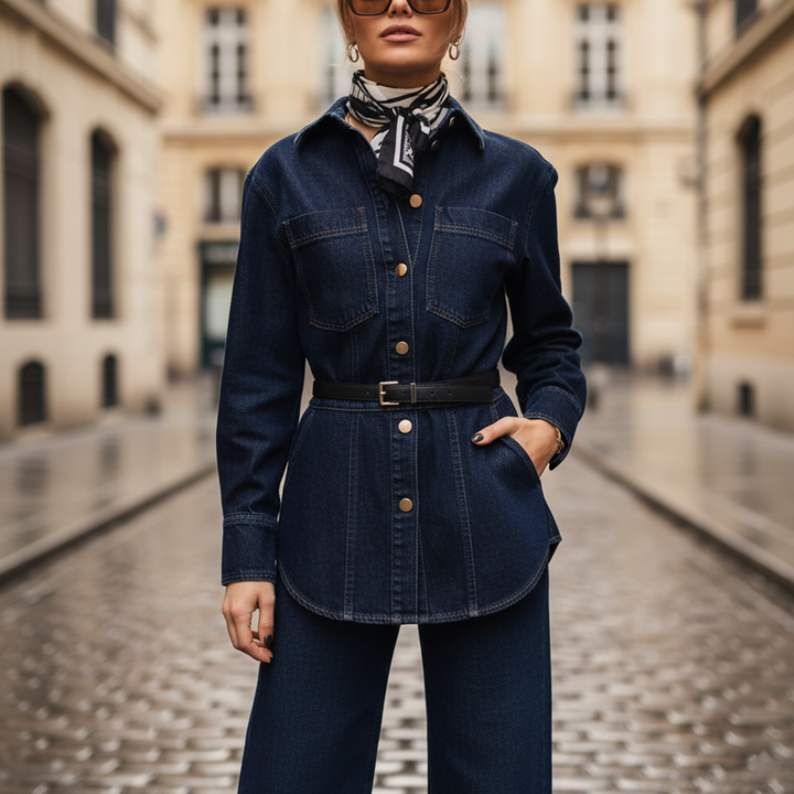 Set Denim Donna Indigo Giacca e Pantaloni