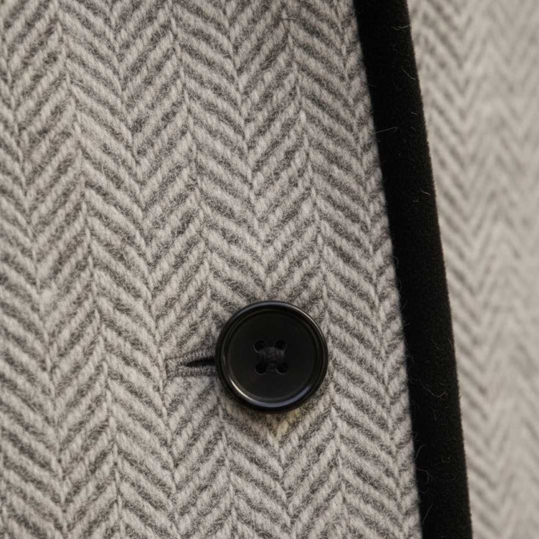 Cappotto Donna Invernale Tweed Lana Doppio Petto Grigio