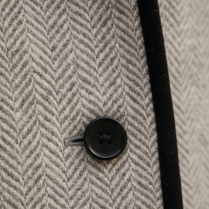 Cappotto Donna Invernale Tweed Lana Doppio Petto Grigio