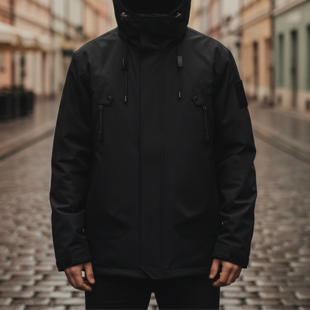 Parka Uomo Tecnico con Cappuccio Impermeabile
