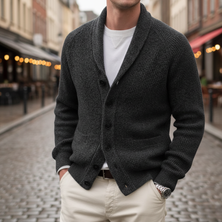 Cardigan Uomo Maglia Spessa Collo Scialle Invernale