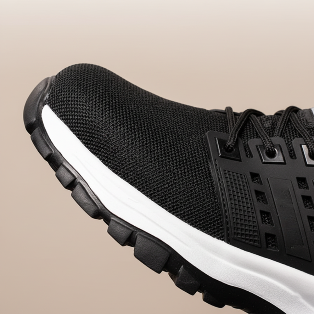 Scarpe Uomo Sneakers Mesh con Suola Bianca e Nera