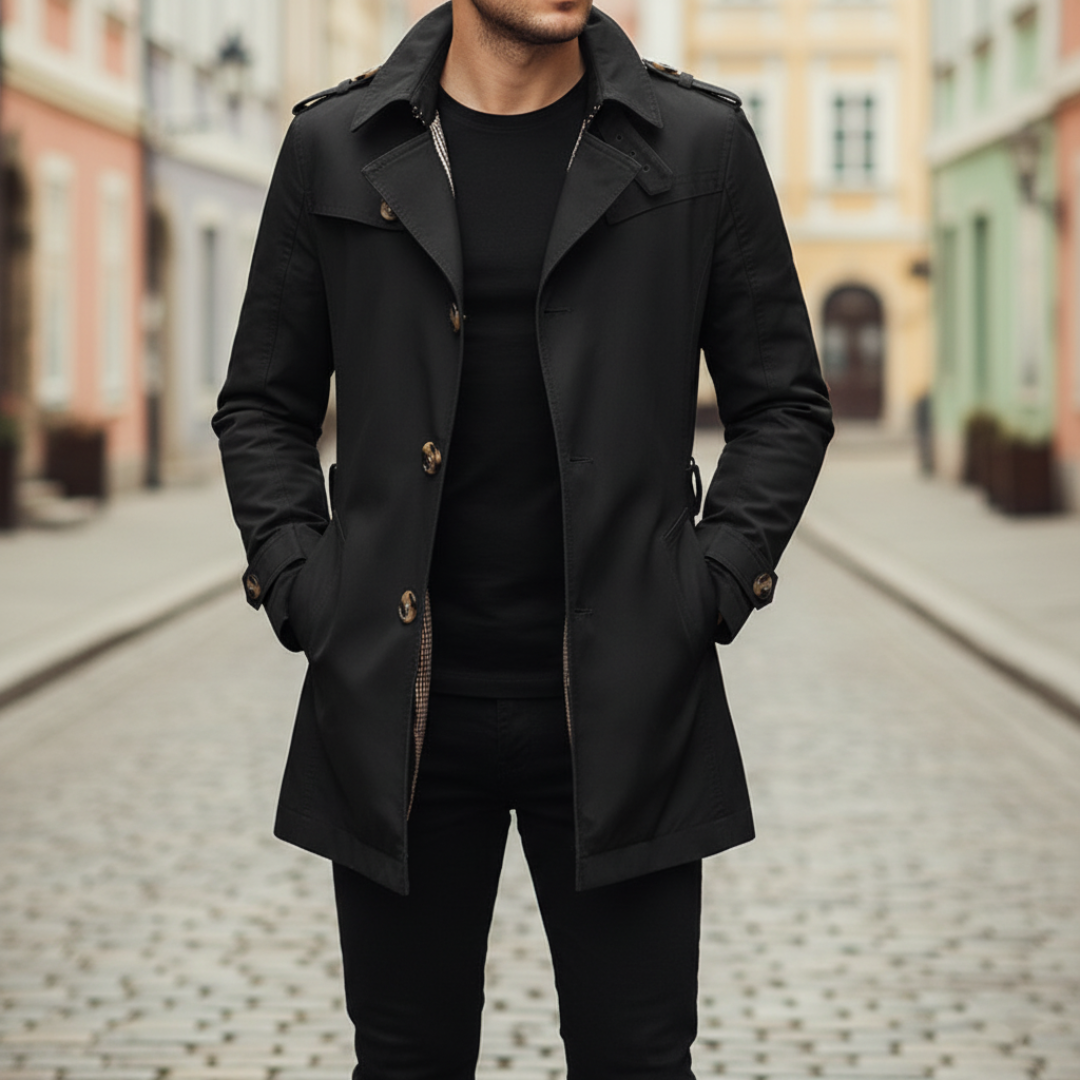Trench Uomo con Bottoni Impermeabile
