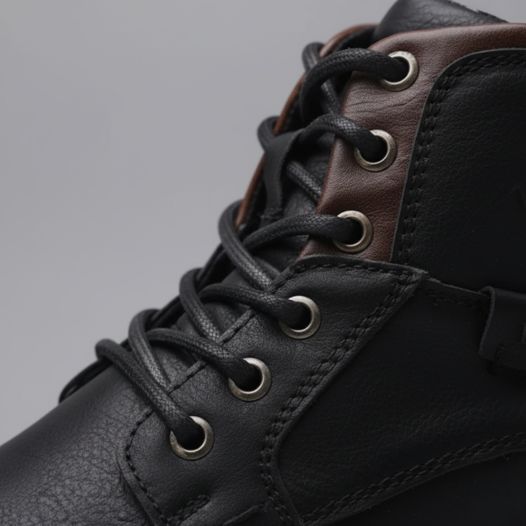 Stivaletti Uomo in Finta Pelle con Zip e Lacci