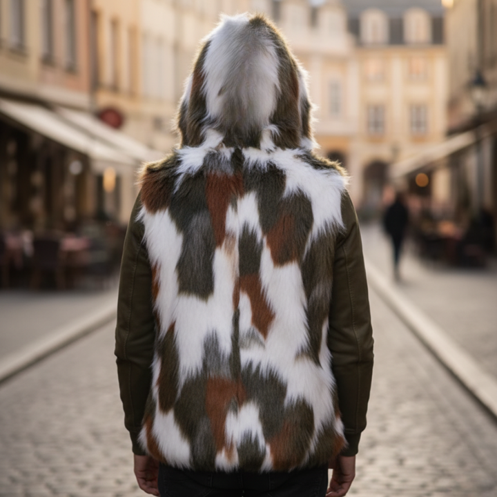 Gilet Uomo in Pelliccia Sintetica con Cappuccio Disponibile