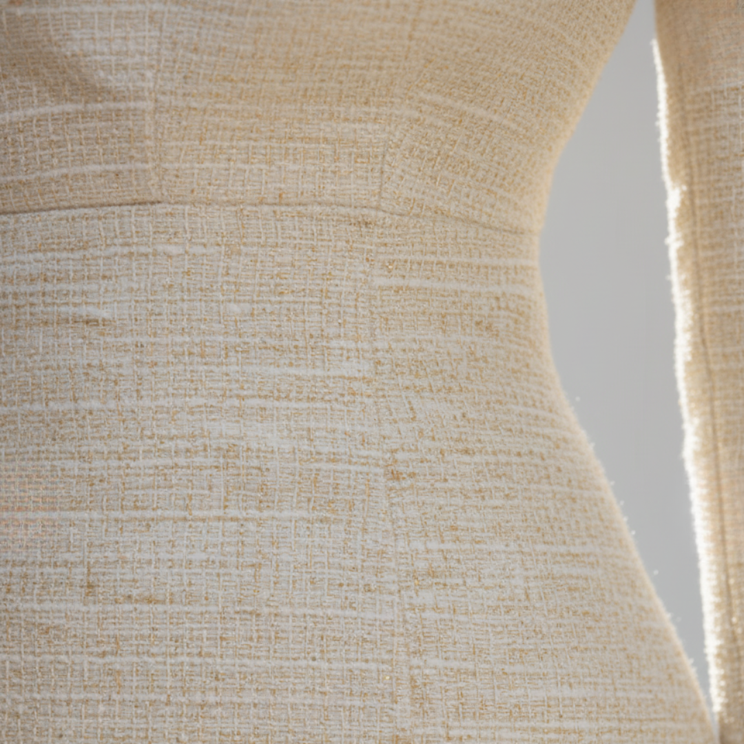 Abito Donna Viscosa Collo Alto Bianco Elegante