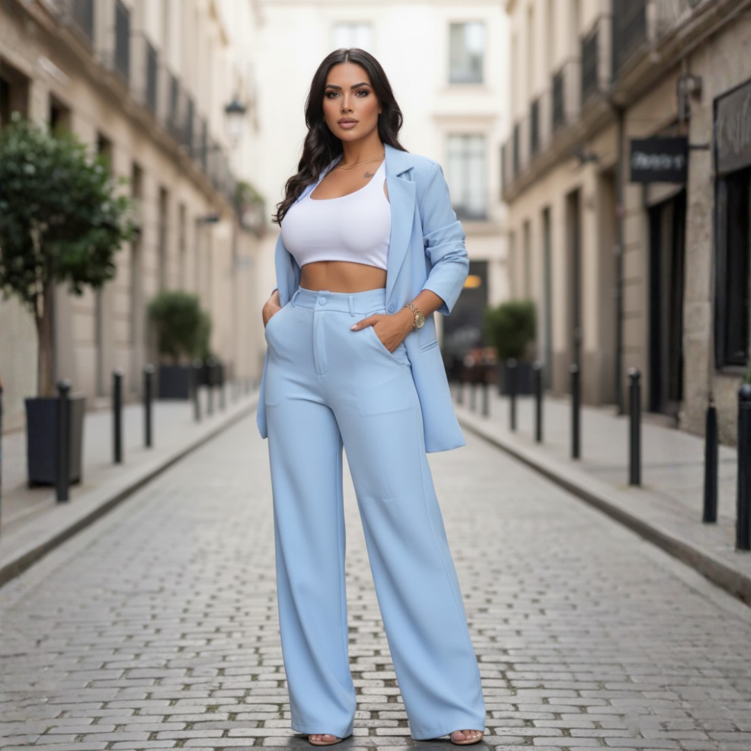 Tailleur Completo Donna Pantaloni e Blazer in Materiale di Qualità